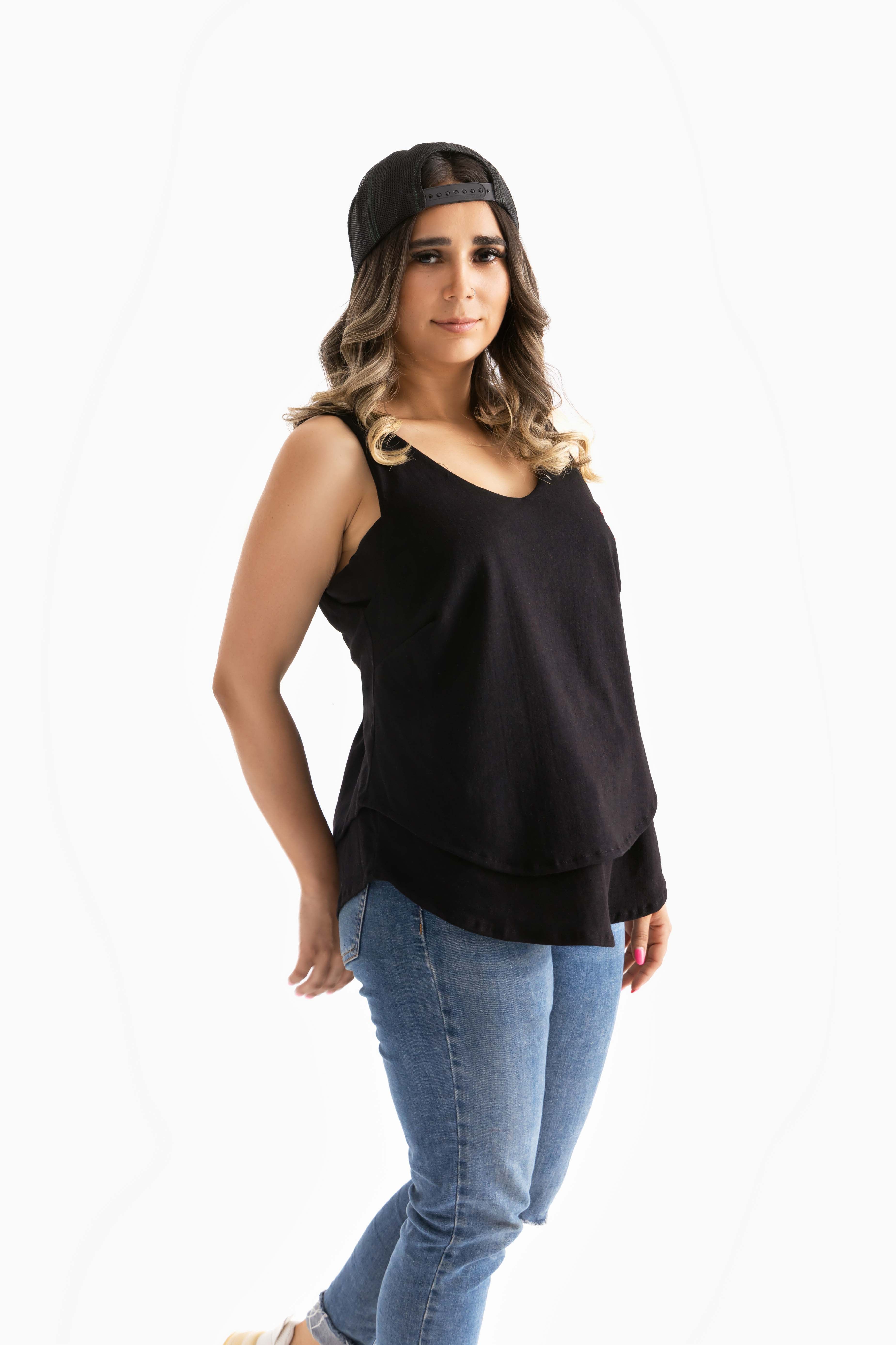 Plus Size Sleeveless Double Peplum Top