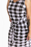 Checkered Wrap-Front Midi Dress - MAG
