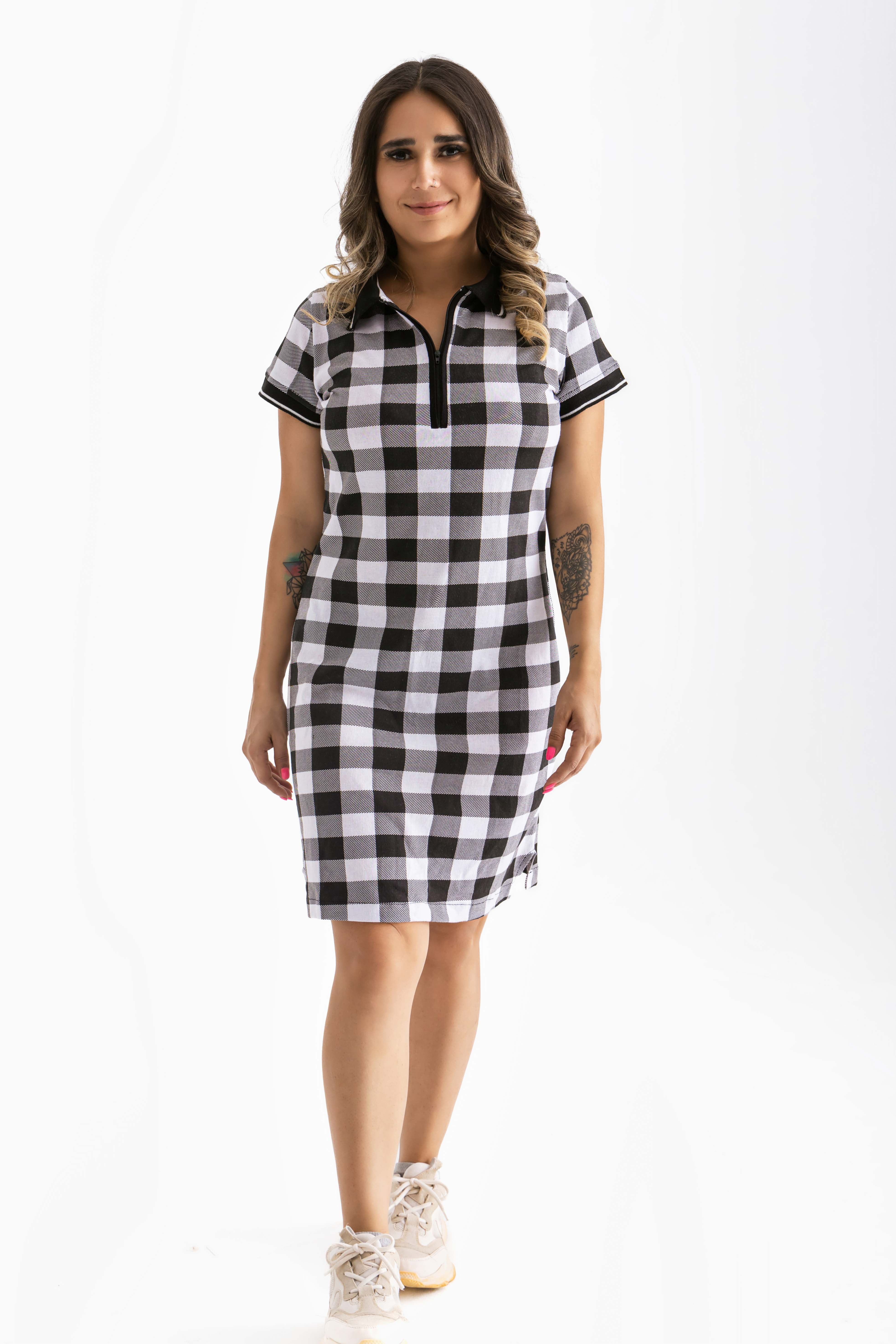 Checkered polo Midi Dress
