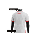 White sports jersey with red accents and 'Canada' branding on a white background
